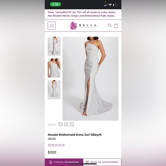 Amsale zuri gown - Graphite size 2 - Picture 2 of 3